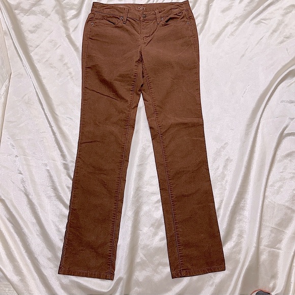 Loft Terracotta Brown Modern Fit Straight Leg Corduroy Jeans Pants Size 26/2 - Picture 7 of 12